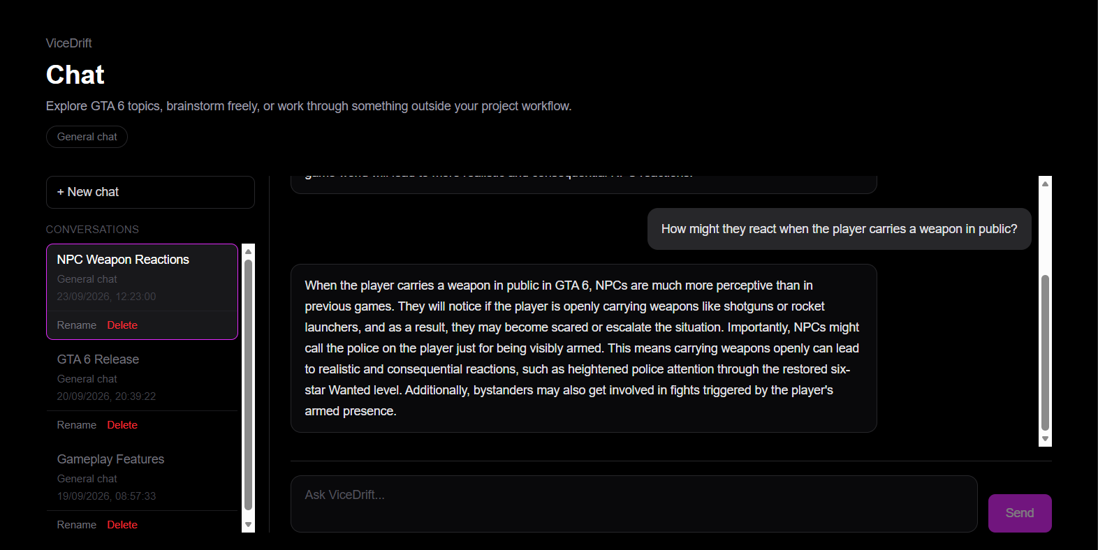 ViceDrift continuing the same GTA 6 conversation with a contextual follow-up question